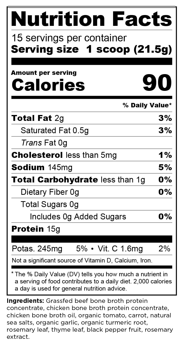 Ancient Nutrition grass-fed bone broth tub, pasture-raised ingredients and clean label.