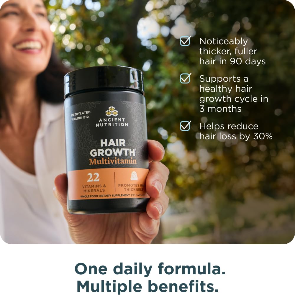 Ancient Nutrition Hair Growth Multivitamin close-up of chelated minerals bound to amino acids supporting hair and skin