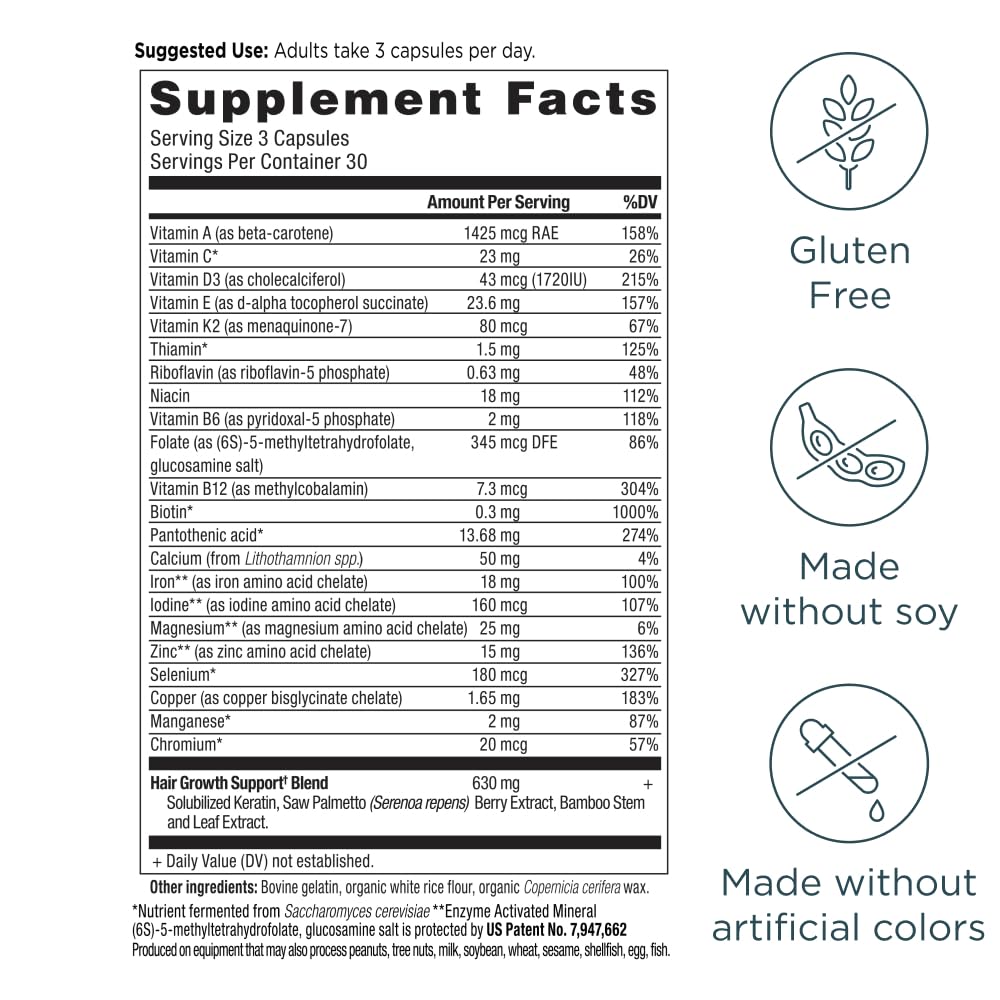 Ancient Nutrition Hair Growth Multivitamin close-up of solubilized keratin peptides for absorption
