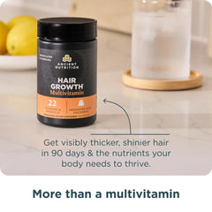 Ancient Nutrition Hair Growth Multivitamin showing skin radiance and elasticity benefit