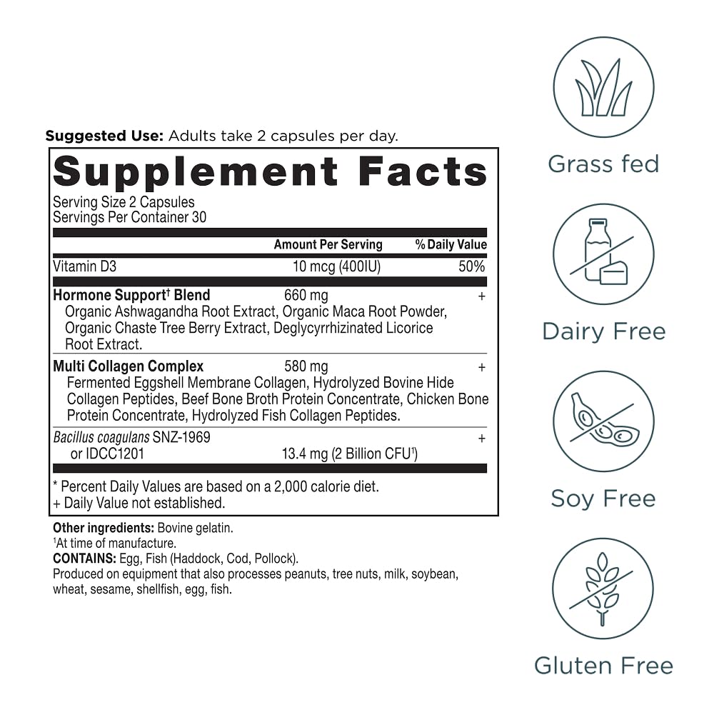 Ancient Nutrition Hormone Balance bottle beside water, easy daily intake.