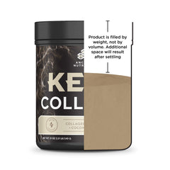 Ancient Nutrition KetoCOLLAGEN MCT oil bottle beside the collagen tub.