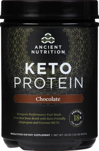 Ancient Nutrition KetoPROTEIN Chocolate shake in glass, rich and satisfying.