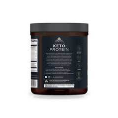 KetoPROTEIN vanilla tub demonstrates convenient shake-ready nutrition