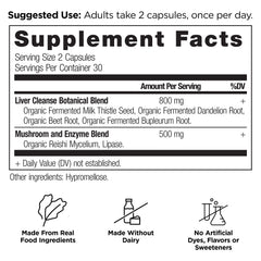 Ancient Nutrition Liver Cleanse: cápsulas con cardo mariano para salud hepática.