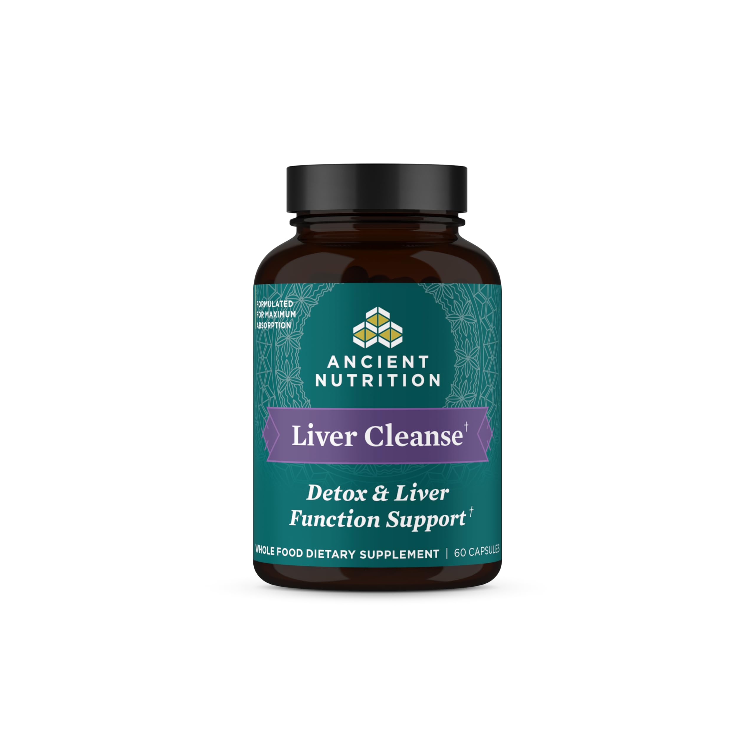 Ancient Nutrition Liver Cleanse: frasco de cápsulas para apoyo hepático diario.