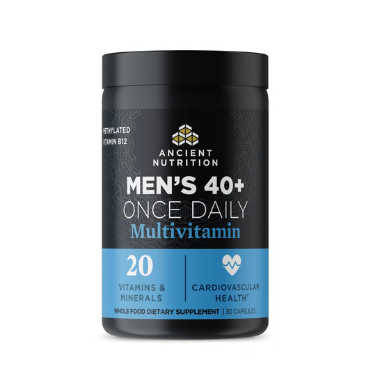 Ancient Nutrition Men 40+ bottle front for daily immune support.