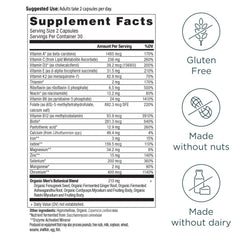 Ancient Nutrition Men’s Multivitamin label close-up highlighting fermented blend.