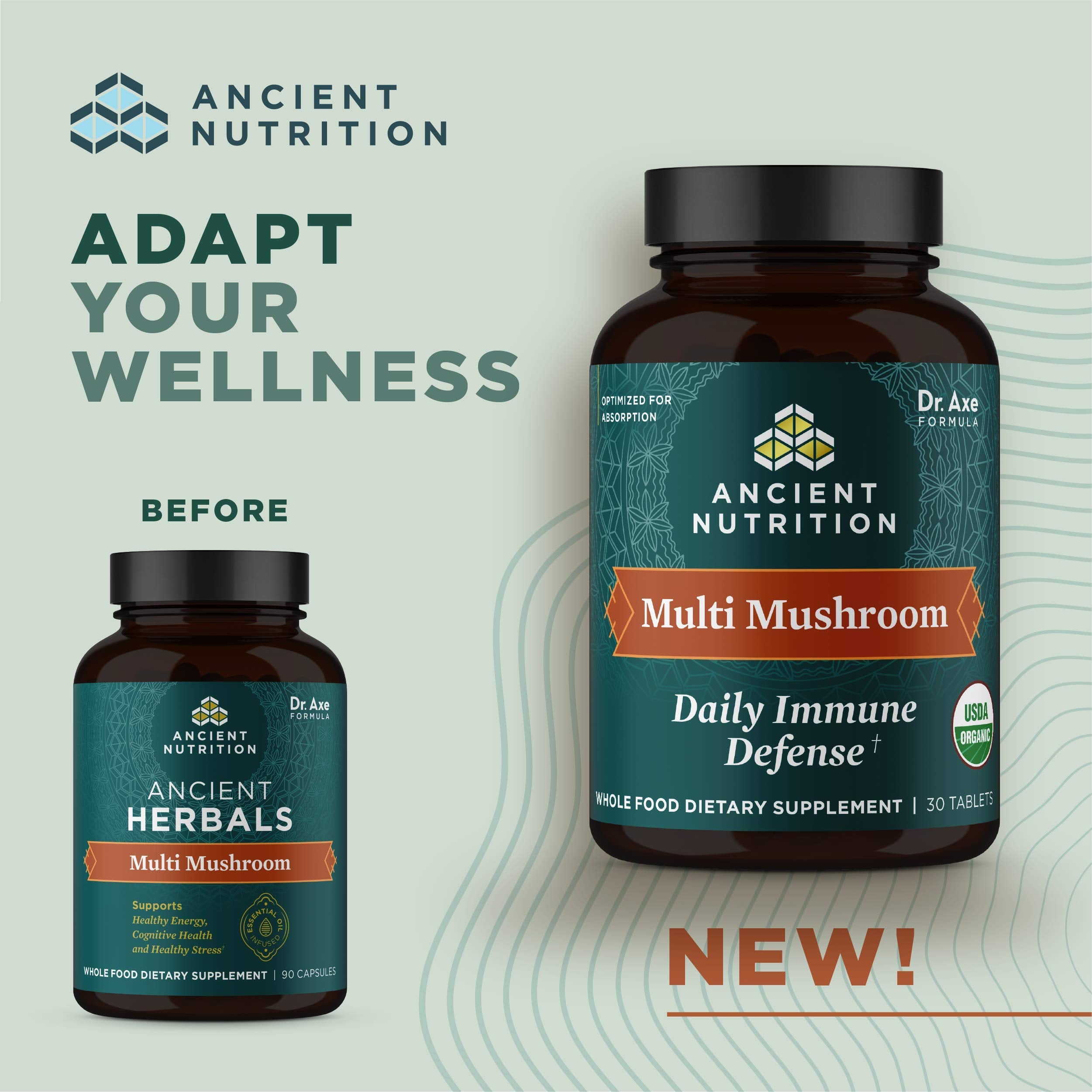 Ancient Nutrition daily tablet close-up highlighting convenient daily immune support.