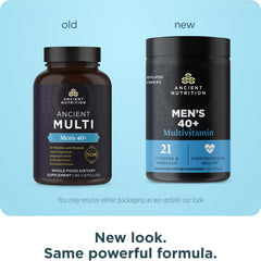 Ancient Nutrition men 40+ capsules ready for easy daily intake.