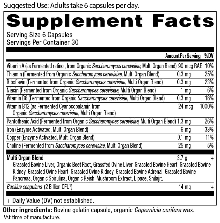 Ancient Nutrition Organ Supplements bottle side showing convenient capsule format for on-the-go wellness