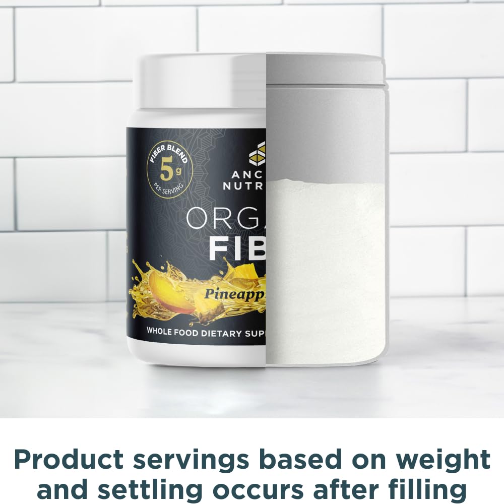 Ancient Nutrition Organic Fiber Powder close-up showing creamy texture.