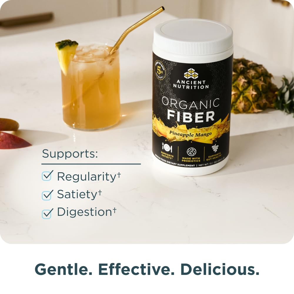 Ancient Nutrition Organic Fiber Powder mixer blending into drinks quickly.
