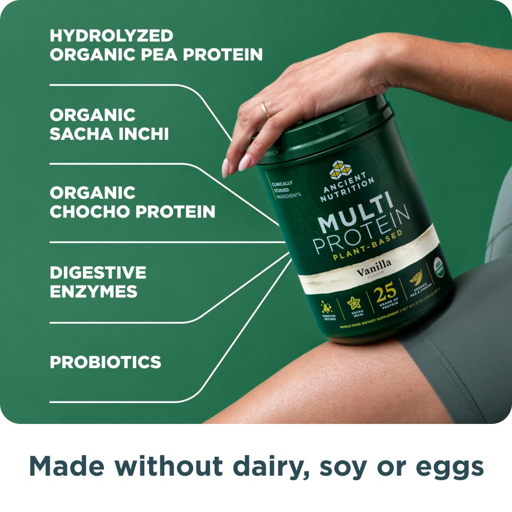 Ancient Nutrition Organic Multi Protein Vanilla shake-ready reflects creamy texture in every sip
