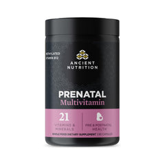Ancient Nutrition Prenatal Vitamins bottle front for daily prenatal support