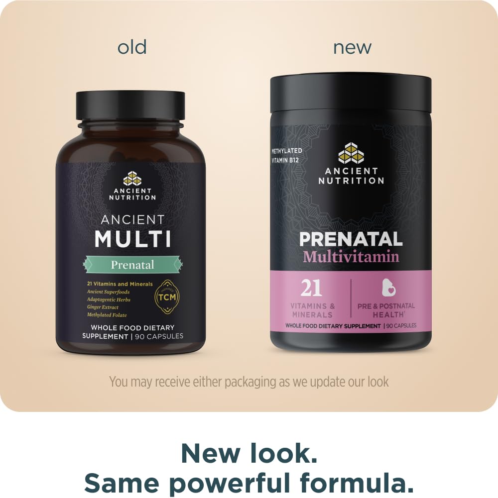 Ancient Nutrition prenatal capsules close-up for easy daily intake