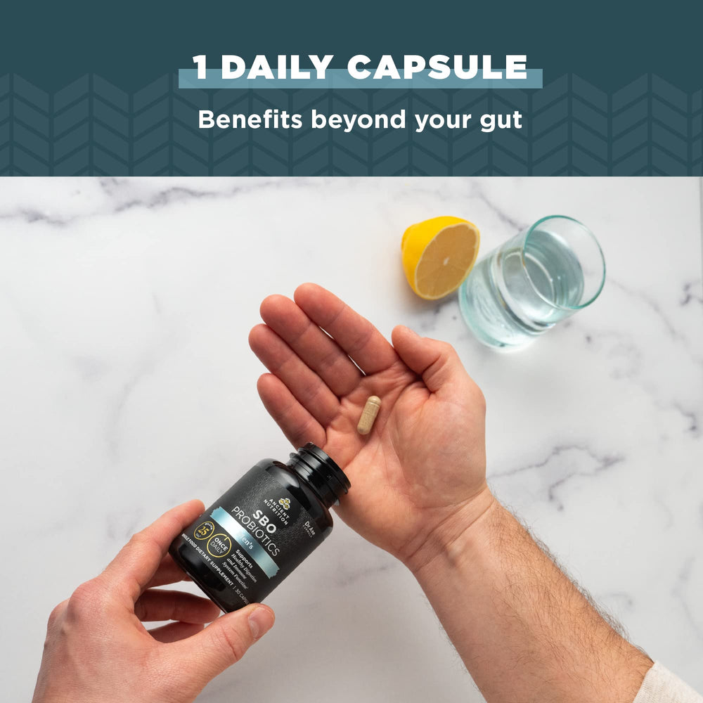 Ancient Nutrition Probiotics for Men daily use image emphasizes one capsule per day.