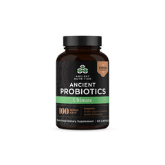 Ancient Nutrition Probiotics Ultimate bottle front, suggesting daily gut support.
