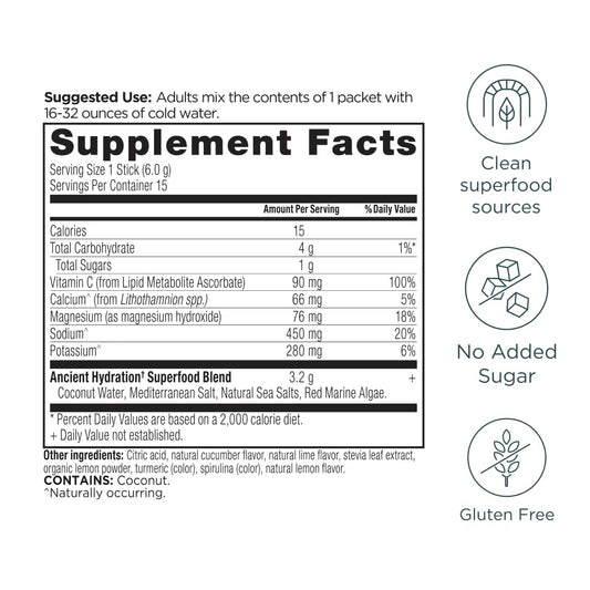 Ancient Nutrition Rapid Hydration Stick Packs ready-to-mix for on-the-go hydration.