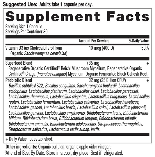 Ancient Nutrition Regenerative Organic Probiotics for Women 50+ capsules ready to swallow