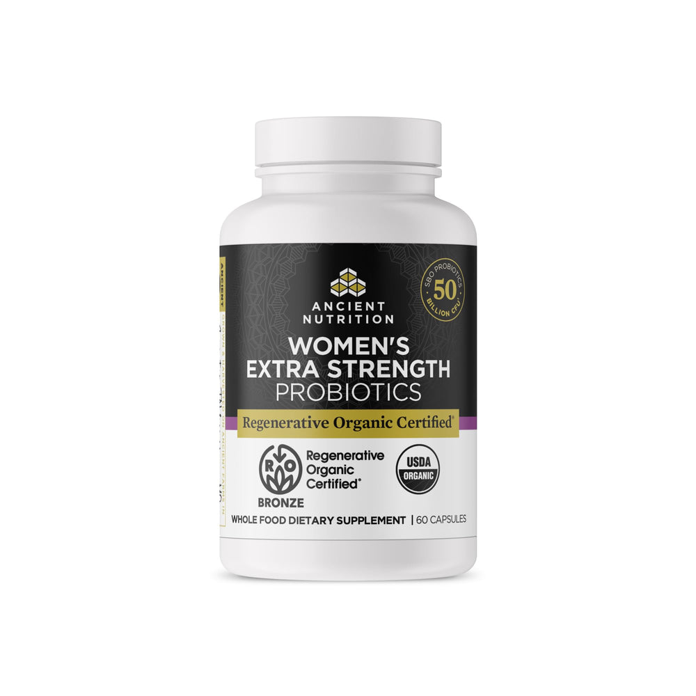 Ancient Nutrition regenerative organic probiotics bottle ready for daily use and gut support