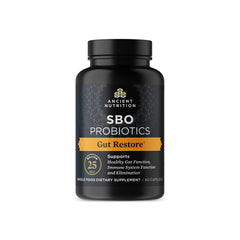 Ancient Nutrition SBO Gut Restore tub for easy gut health support and everyday digestive balance.