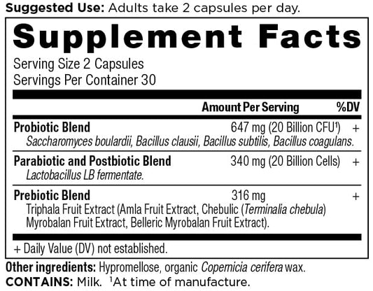 Ancient Nutrition SBO Probiotic Trinity capsules easy to swallow for daily gut balance.