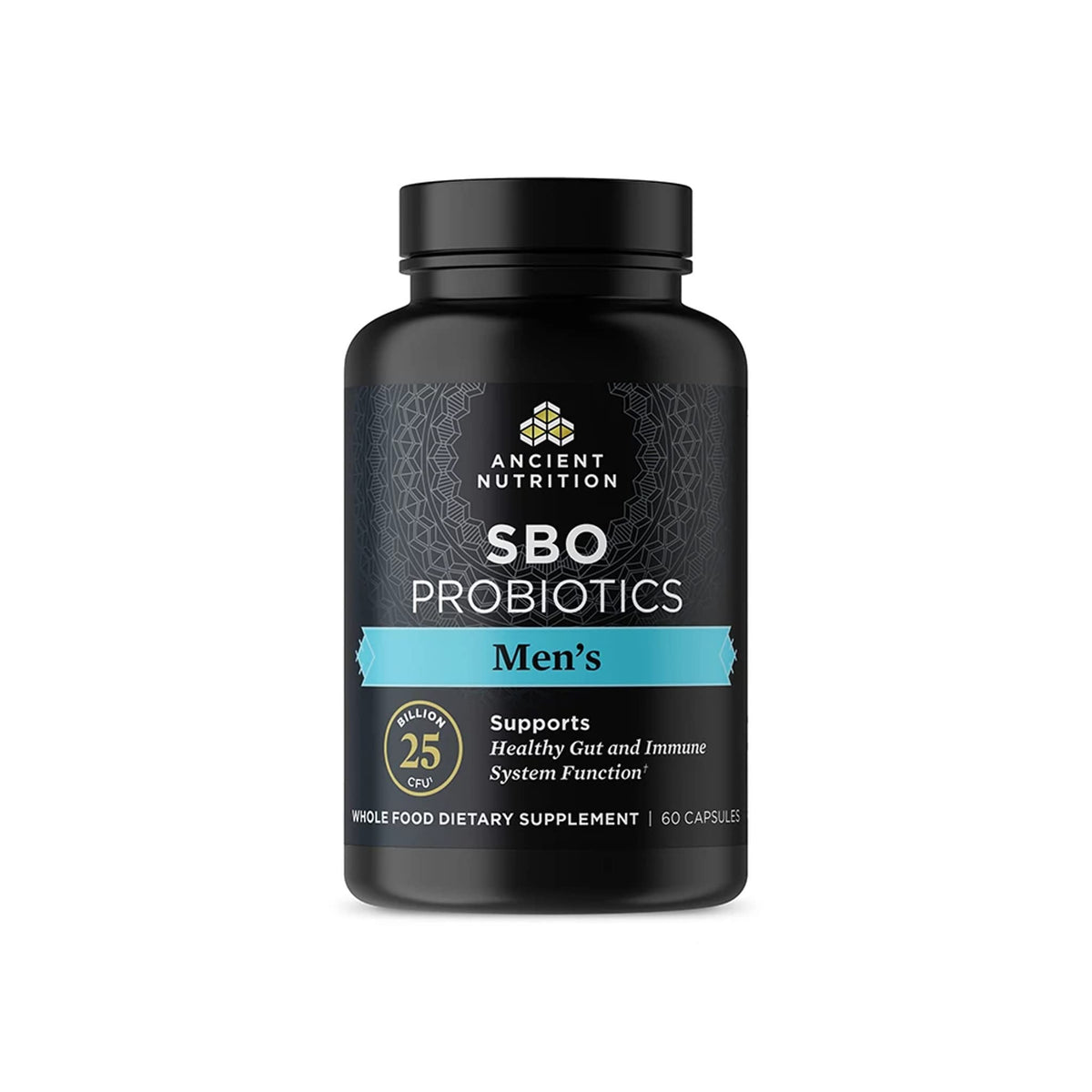 Ancient Nutrition SBO Probiotics for Men bottle front for gut support