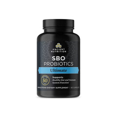 Ancient Nutrition SBO Probiotics Ultimate bottle showing 50 billion CFUs may support digestive balance