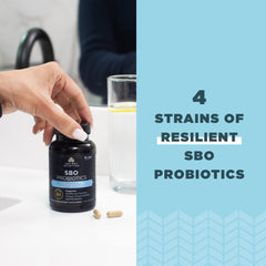 Ancient Nutrition SBO Probiotics Ultimate bottle stack on countertop
