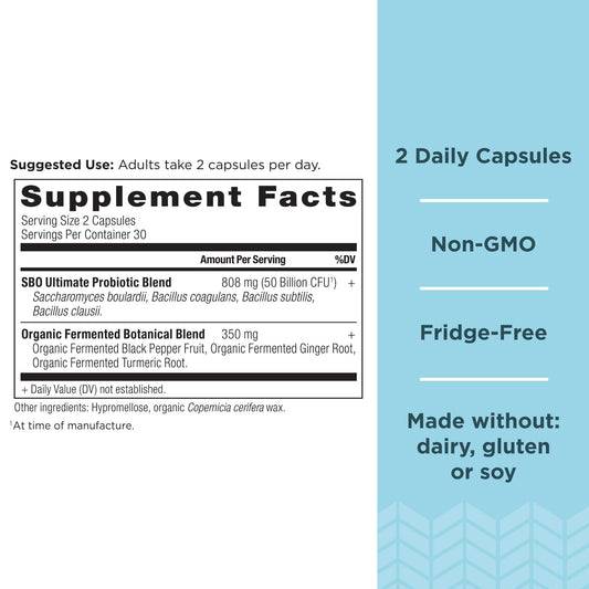 Ancient Nutrition SBO Probiotics Ultimate capsules closeup for convenient daily use
