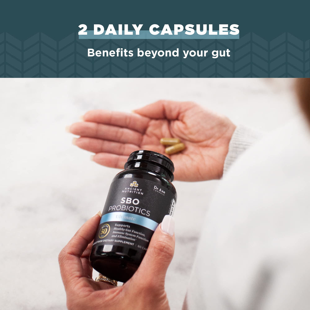 Ancient Nutrition SBO Probiotics Ultimate digestive support graphic