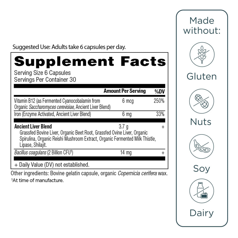 Ancient Nutrition six capsules daily recommended intake visual