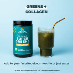 Ancient Nutrition Supergreens ingredients with probiotics for gut microflora support