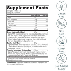 Ancient Nutrition SuperGreens mango flavor poured into a glass for a quick boost