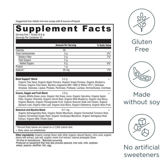 Ancient Nutrition SuperGreens scoop and mixer ready to blend