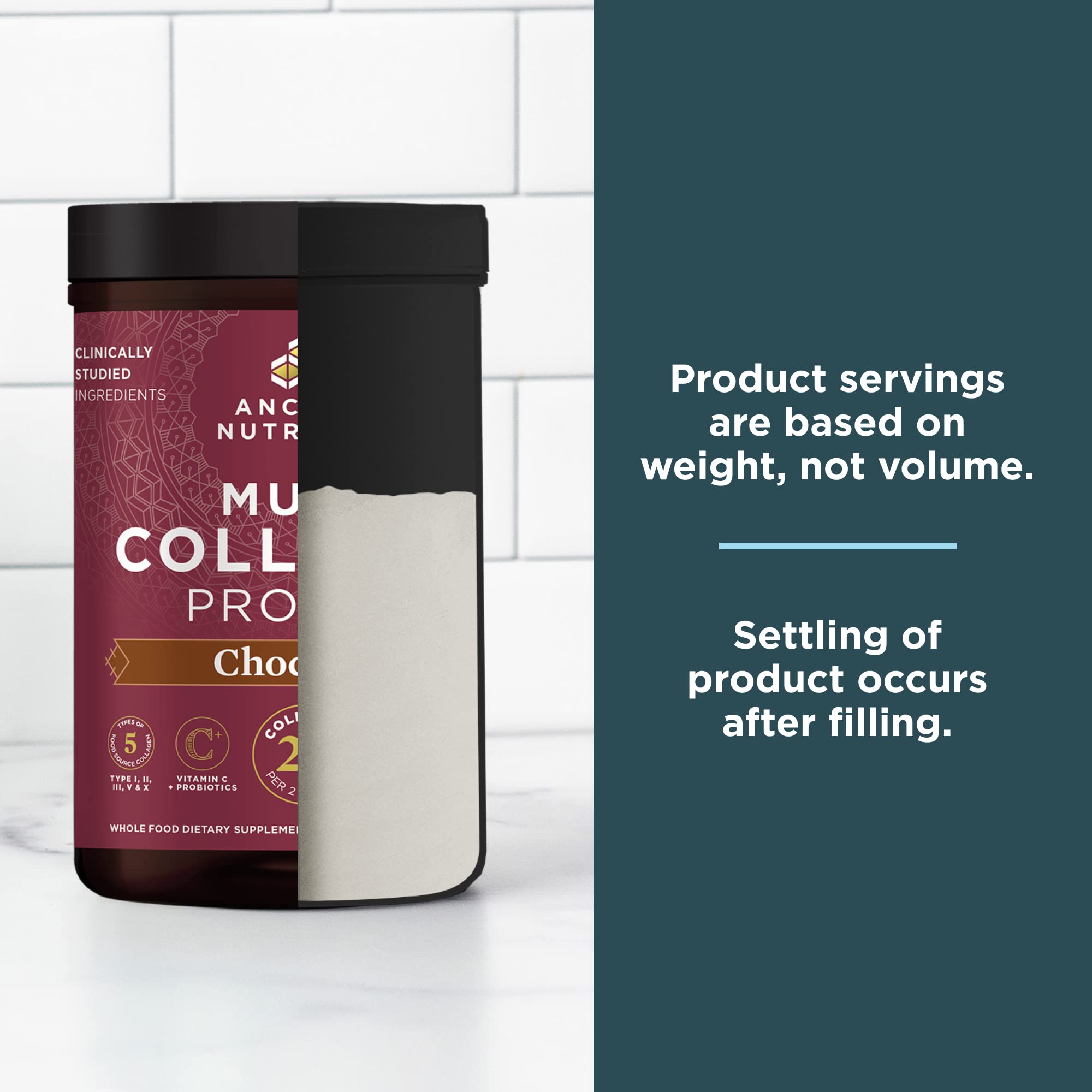 Ancient Nutrition GMP-tested seal and third-party lab icon on the label.