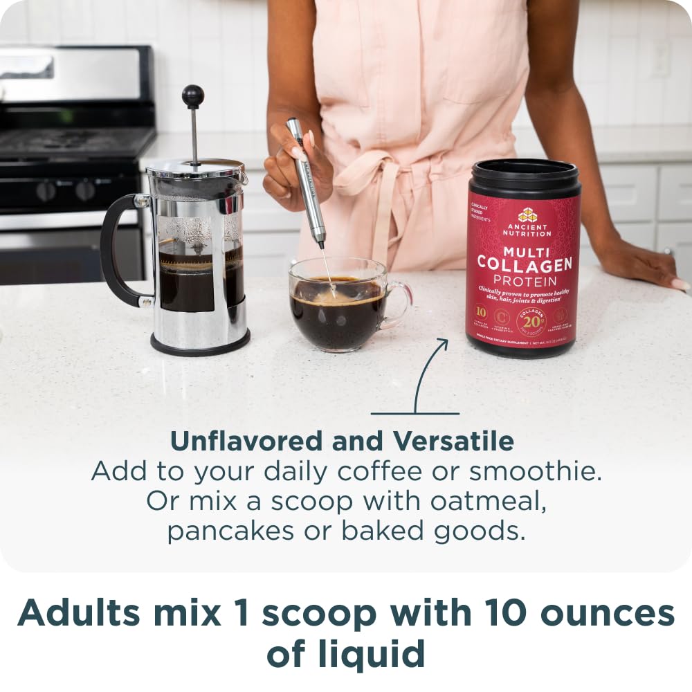 Ancient Nutrition vitamin C 200 DV included for nutrient support.