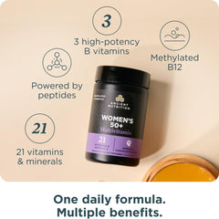 Ancient Nutrition label detail shows 21 vitamins and minerals for daily wellness.
