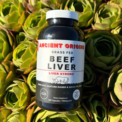 Ancient Origins grass-fed beef liver capsules highlight nutrient-dense nutrition for active lifestyles.