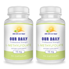 AND GIVE US TODAY OUR DAILY L-Methylfolate 15mg bottle with compact, easy daily dosing