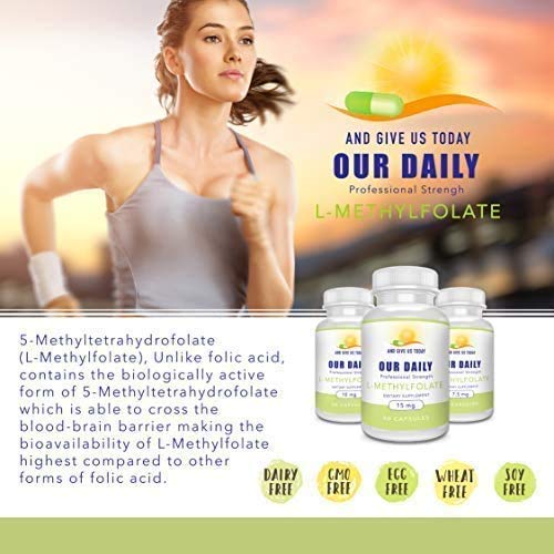 AND GIVE US TODAY OUR DAILY L-Methylfolate 15mg capsules close-up for convenient on-the-go use