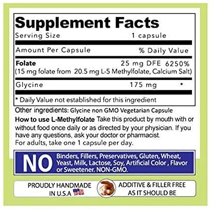 Label detail of AND GIVE US TODAY OUR DAILY L-Methylfolate, purity and testing