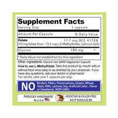 Our Daily Vites L-Methylfolate bottle on a shelf with a filler-free formula.