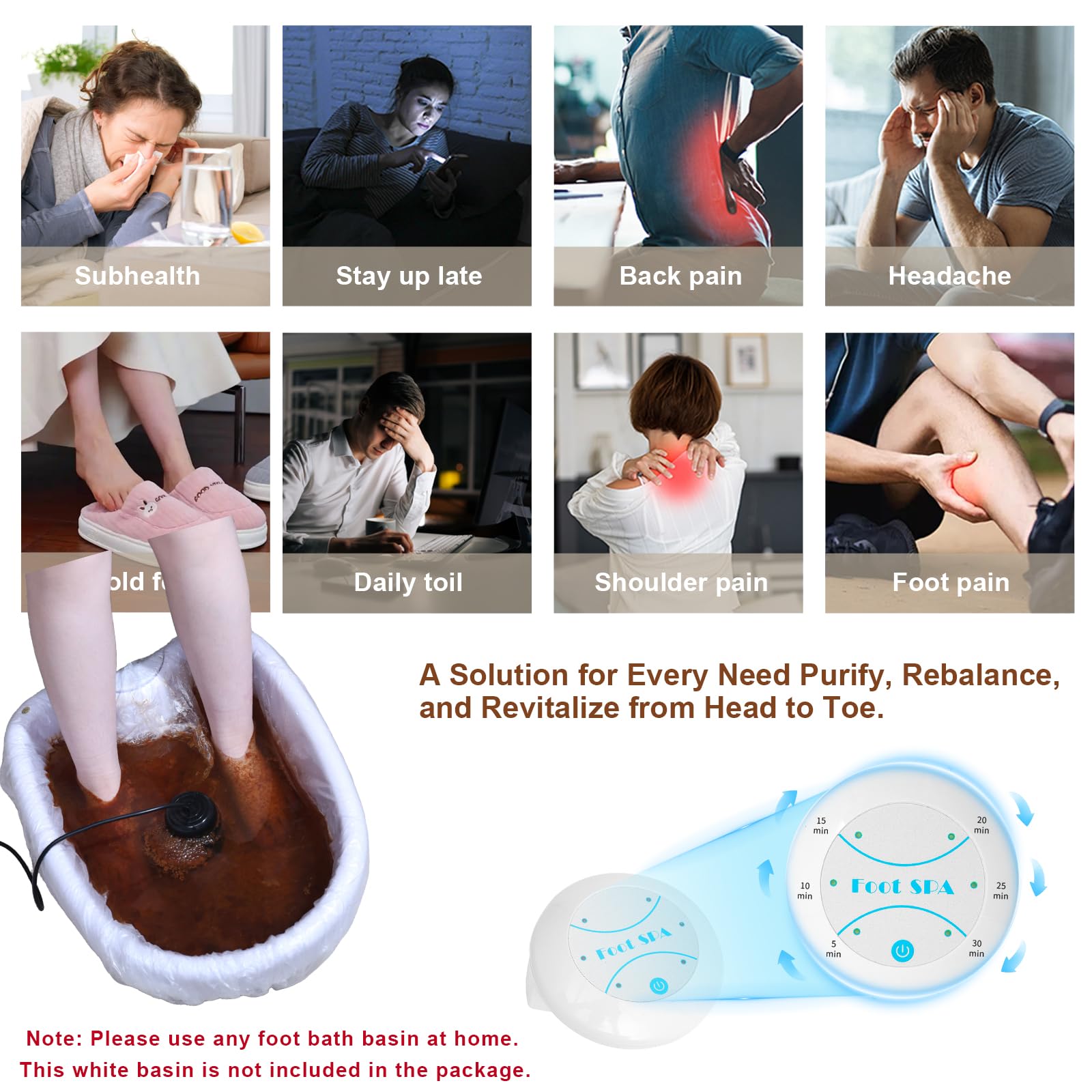 ANDECH Upgrated Ionic Foot Bath control panel enabling effortless one-touch operation