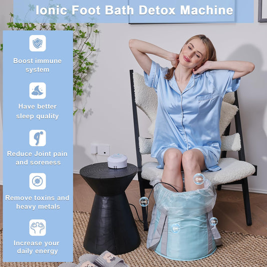ANDECH Upgrated Ionic Foot Bath water detox showing color change during session
