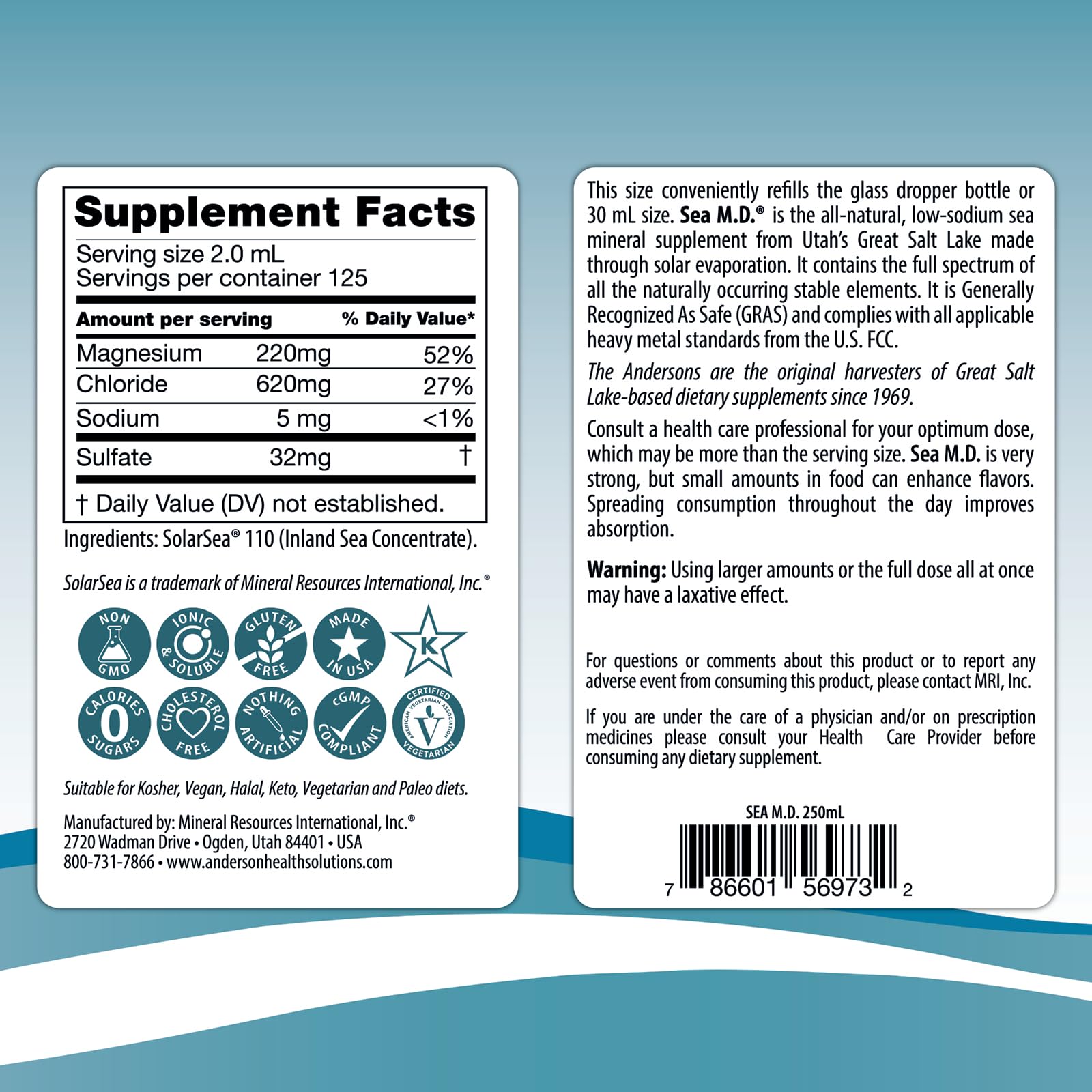 Remineralized water after filtration with Anderson Sea M.D.