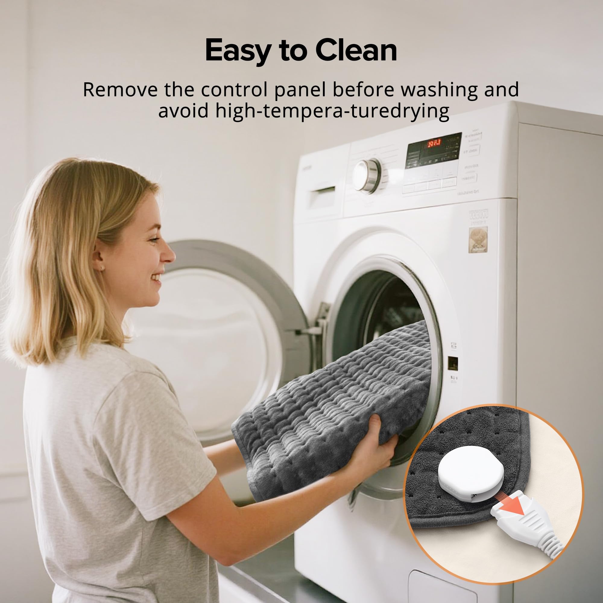 Andola heating pad is machine washable for easy cleaning
