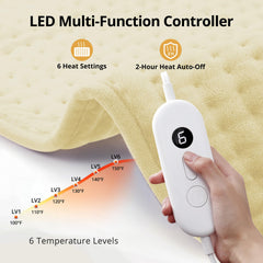 Andola heating pad offers six heat levels for customizable comfort.