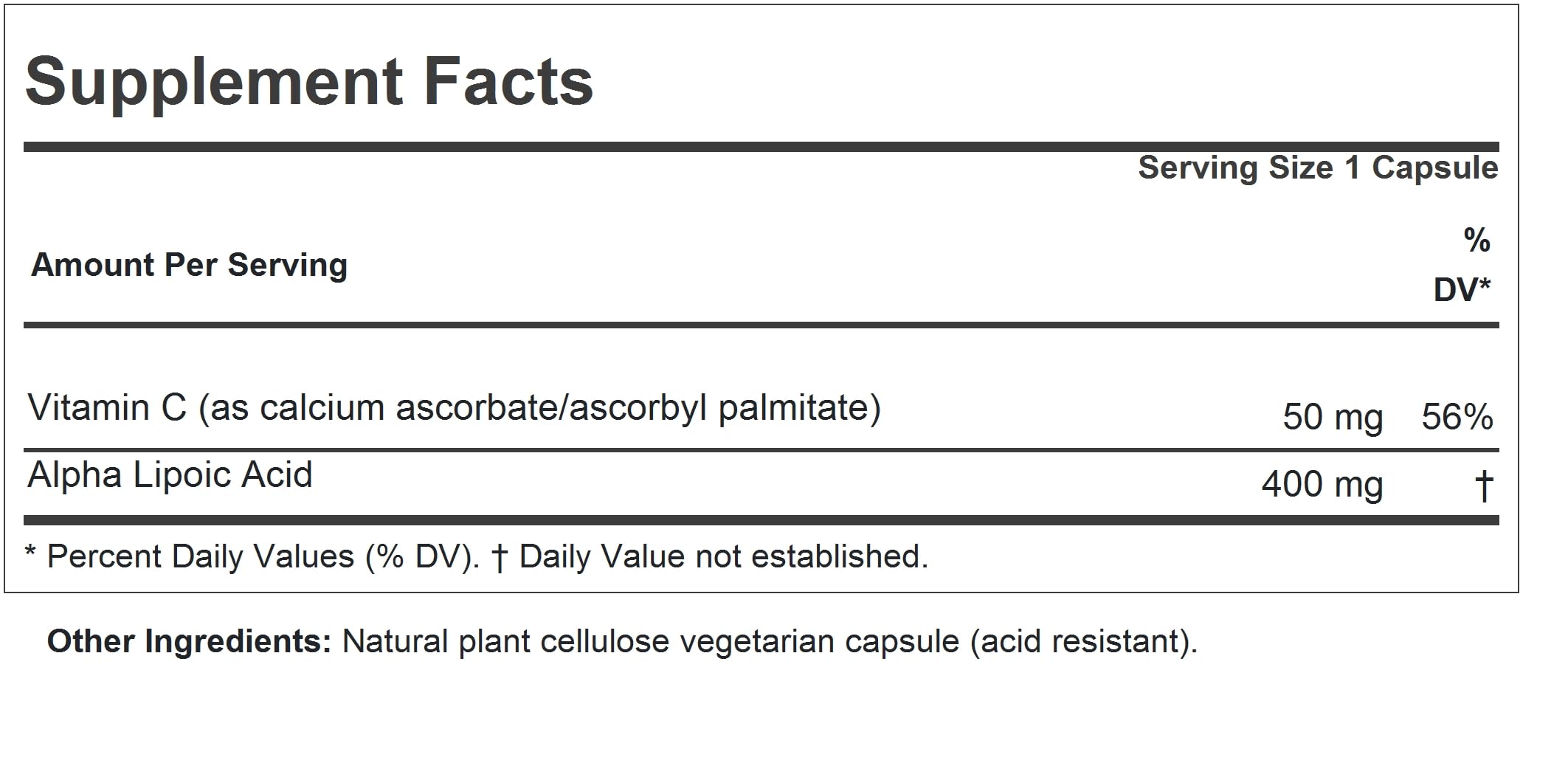 Andrew Lessman Alpha Lipoic Acid 400mg bottle label close-up highlighting potency.